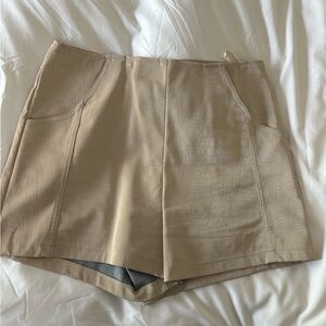 Tan leather shorts